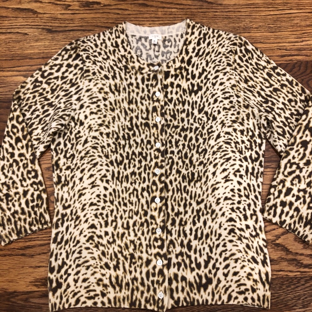 J.Crew NWOT chic leopard print cardigan